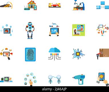 Innovative technology icon set. Can be used for topics like device, application, logistics, cybernetics Stock Vector