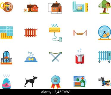 Home maintenance icon set. Can be used for topics like architecture, building, heating, pet Stock Vector