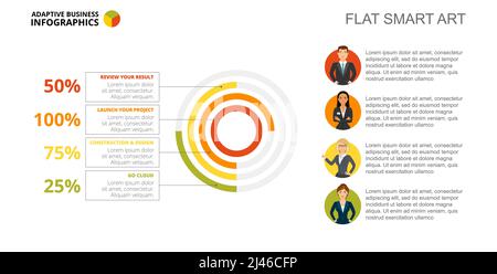 Four options doughnut chart. Business data. Percent, diagram, design. Creative concept for infographic, templates, presentation. Can be used for topic Stock Vector