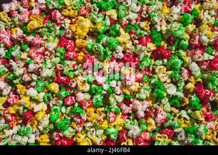 Sweet colourful popcorn texture background Stock Photo