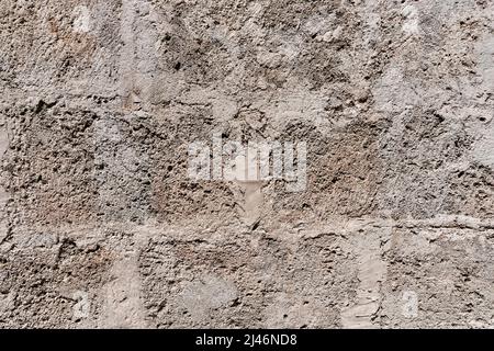 Old gray and beige stone external wall of 18th century Havana Cathedral Stock Photo