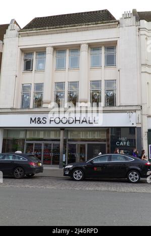 Marks & Spencer exterior of shop in the High Street, Colchester. The store is due to close on 6th September 2022 and relocate to Stane Park Stock Photo