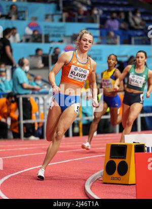 Lieke Klaver participating in the Belgrade 2022 World Indoor Championships in the 400 meters. Stock Photo