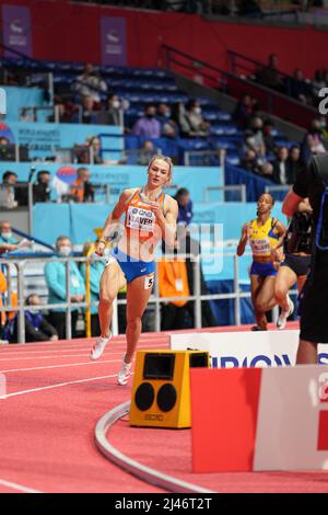 Lieke Klaver participating in the Belgrade 2022 World Indoor Championships in the 400 meters. Stock Photo