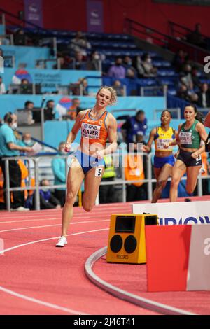 Lieke Klaver participating in the Belgrade 2022 World Indoor Championships in the 400 meters. Stock Photo