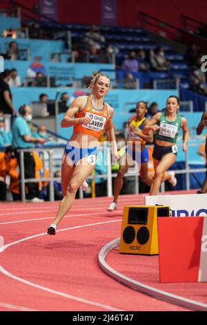 Lieke Klaver participating in the Belgrade 2022 World Indoor Championships in the 400 meters. Stock Photo