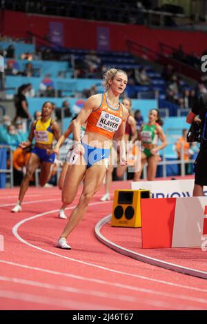 Lieke Klaver participating in the Belgrade 2022 World Indoor Championships in the 400 meters. Stock Photo