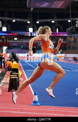 Lieke Klaver participating in the Belgrade 2022 World Indoor Championships in the 400 meters. Stock Photo