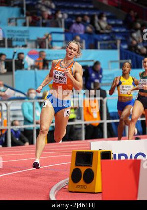 Lieke Klaver participating in the Belgrade 2022 World Indoor Championships in the 400 meters. Stock Photo