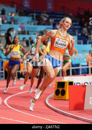 Lieke Klaver participating in the Belgrade 2022 World Indoor Championships in the 400 meters. Stock Photo