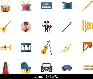 Music icon set. Can be used for topics like entertainment, musical instrument, classical music, performance Stock Vector