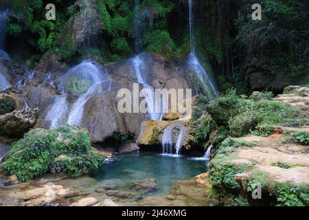 The Nicho waterfalls in the Cuban tropical forest Stock Photo