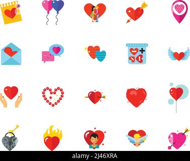 St. Valentine Day icon set. Can be used for topics like holiday, love, passion, affection, relationships Stock Vector
