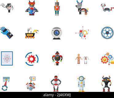 Robots icon set. Can be used for topics like future, innovation, robotic, technology, entertainment, automatic machinery Stock Vector