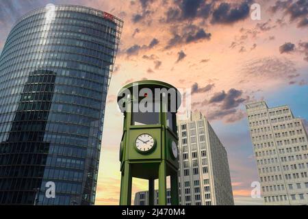 First traffic light in Germany, 1924, Potsdamer Platz, Berlin, Germany Stock Photo