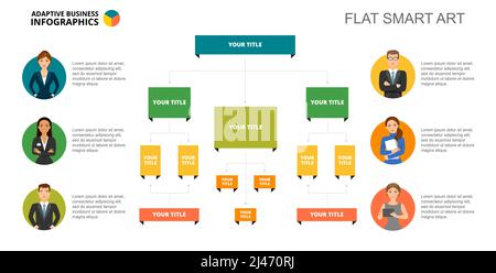 Flowchart with three levels. Diagram, graph, layout. Creative concept for infographics, presentation, project, report. Can be used for topics like bus Stock Vector