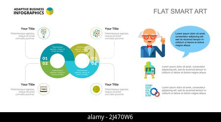 Four steps process chart slide template. Business data. Step, diagram, design. Creative concept for infographic, project. Can be used for topics like Stock Vector
