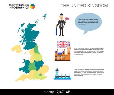 United Kingdom process chart. Business data. Mountain, traditional, design. Creative concept for infographic, templates, presentation. Can be used for Stock Vector