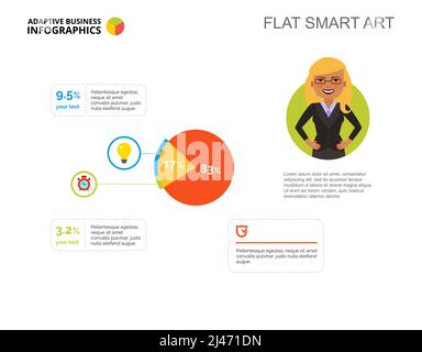 Two sectors pie chart. Business data. Percentage, diagram, design. Creative concept for infographic, templates, presentation. Can be used for topics l Stock Vector