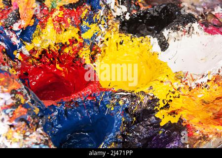 Painters palette - the artist's oil material Stock Photo