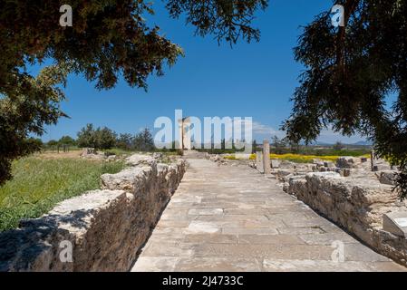 Apollo's Temple partly restored Sanctuary of Apollon Hylates at Kourion Archaeological Site, Episkopi, Republic of Cyprus Stock Photo