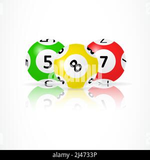 Illustration of three lotto balls. Lottery, bingo, number. Fortune concept. Can be used for topics like game, success, chance Stock Vector