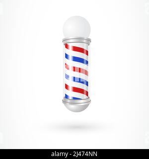 Illustration of barber shop advertising. Pole, barbershop, hairdressing. Beauty concept. Can be used for topics like salon, fashion, styling Stock Vector