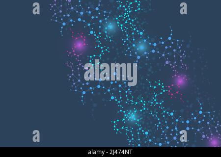 Science network pattern, connecting lines and dots. Technology hexagons structure or molecular connect elements. Stock Vector