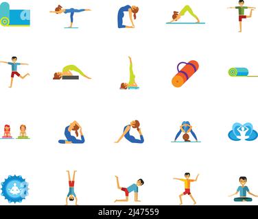 Yoga and fitness icon set. Can be used for topics like sport, healthy lifestyle, exercise, relaxation, balance Stock Vector