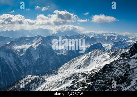 Pejo Fonti ski resort, Stelvio National Park, Trentino, Alps Italy. Stock Photo