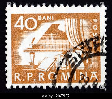 ROMANIA - CIRCA 1960: a stamp printed in the Romania shows Piano and Books, circa 1960 Stock Photo