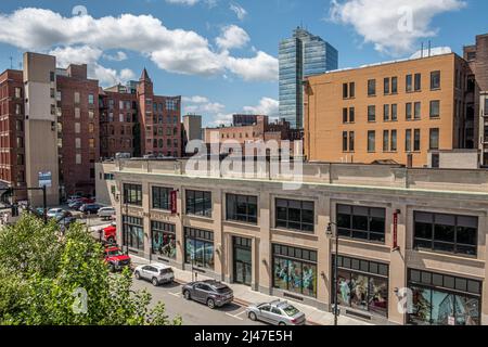 The view from the the parking garage on Commercial Street in Worcester, Massachusetts Stock Photo