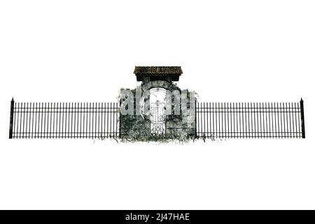 Fantasy Academy Wrought-Iron Gate, 3D illustration, 3D rendering Stock Photo