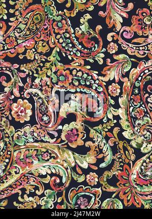 hand painted paisley print Stock Photo - Alamy