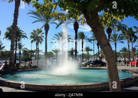 tourist walk with fountain in ibiza in the city of san antonio in balearic islands Stock Photo