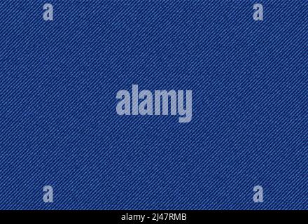 Jeans denim texture pattern background, navy blue apparel fabric pattern, realistic vector. Blue jeans cloth or denim canvas material in macro closeup, cotton textile of denim jeans or upholstery Stock Vector