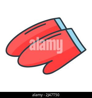 Pair mittens doodle style vector illustration Stock Vector