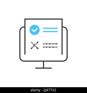 Survey checklist form or complete task list on desktop PC notice, phone with checkmarks document or questionnaire report on screen, modern approved Stock Vector