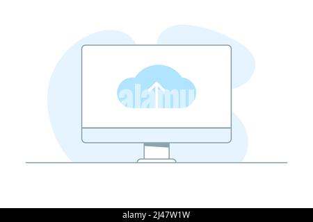 Upload vector icon, cloud storage symbol. Vector illustration for web site Stock Vector