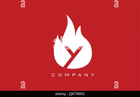 red Y fire flames alphabet letter logo design. Creative icon template for company  and business Stock Vector