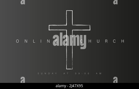 Online Church Banner for Web Page or App Stock Vector