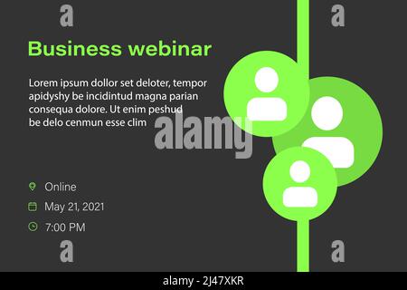 Business webinar vector template. Mock up for busines conference announcement Stock Vector