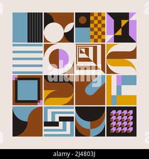 Modern abstract vector shapes collection of various simple geometric forms and colorful graphics elements for poster, cover, art, presentation, prints Stock Vector