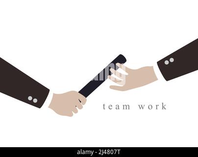 Two businessman passing a relay baton, teamwork concept, vector illustration Stock Vector