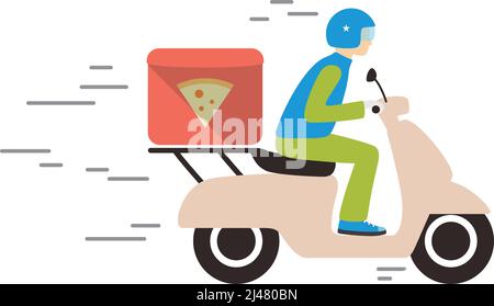 Food delivery with motorcycle flat design vector illustration Stock Vector