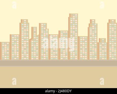 City landscape with skyscrapers. Big city panorama. High-rise buildings with windows. Design for banners, promotional products and posters. Vector ill Stock Vector