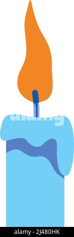Burning blue candle semi flat color vector object Stock Vector