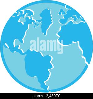 Spherical surface of Earth semi flat color vector object Stock Vector