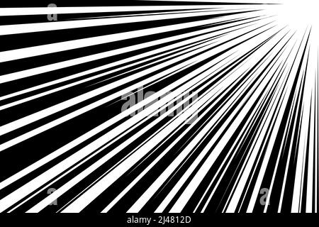 Comic strip radial motion lines. Anime comics book hero speed or fight action texture rays. Manga cartoon drawing explosions background. Vector graphic ink eps illustration Stock Vector