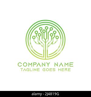 Tree tech logo design template. This logo is very suitable for any kind of business or industry that is engaged in any field. Stock Vector